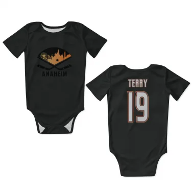 Black Anaheim Ducks Troy Terry   Newborn & Infant Bodysuit