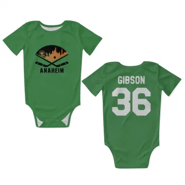 Green Anaheim Ducks John Gibson   Newborn & Infant Bodysuit