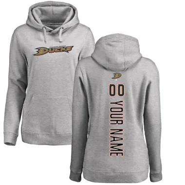 Women's Custom Anaheim Ducks Branded Ash Backer Pullover Hoodie