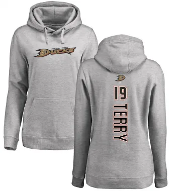 Women's Troy Terry Anaheim Ducks Branded Ash Backer Pullover Hoodie